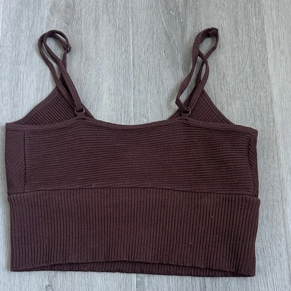 Women's Brown Ribbed Knit Top size small - Picture 4 of 5